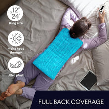 Load image into Gallery viewer, 12&quot;x24&quot; Double Sided Heating Pad for Lower Back Pain &amp; Period Cramps Relief, Heat Pad with 3 Heat Settings for Neck &amp; Shoulders, Heat Patches, Light blue
