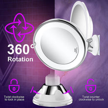 Load image into Gallery viewer, Meidong 10x Magnifying Lighted Makeup Mirror with 360° Rotation, Touch Sensor Control, Natural Daylight LED Light, Powerful Locking Suction Cup, Cosmetic Mirror for Home, Bathroom, Vanity and Travel
