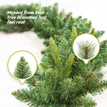 Load image into Gallery viewer, 9ft Christmas Garland with 50 Waterproof LED Light Prelit Full Clear Battery Operated Garland 340 Branches Christmas Decoration for Xmas Holiday &amp; Party
