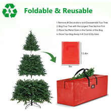 Load image into Gallery viewer, funsmile store Christmas Tree Storage Bag Storage Container Fits up to 9 ft Disassembled Tree Zippered Bag with Carry Handles 65" x 15" x 30" Red
