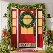 Load image into Gallery viewer, 24&quot; Pre-Lit Artificial Christmas Wreaths for Front Door Decorated with Pine Cones, Red Berries, Frosted Branches, 50 LED Lights for Indoor Outdoor Christmas Decorations
