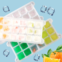 Load image into Gallery viewer, Kibhous 4 Pcs Ice Cube Trays with Lid and Bin, Silicone Plastic Ice Cube Molds for Freezer with Ice Box (72 Ice Cubes)
