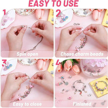 Load image into Gallery viewer, Funsmile 66 Pcs Charm Bracelet Making Kit, DIY Jewelry Making Kit with Pendant Charms Kit and Elastic Strings Crafts Gifts Set for Girls
