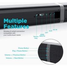 Load image into Gallery viewer, Sound Bars for TV, Bluetooth Soundbar for TV, 50W TV Sound Bar with 4 Drivers and Remote Control, Home Audio TV Speakers Sound Bar with ARC/Optical/AUX Connect

