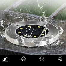 Load image into Gallery viewer, Cowin 8 Pack Solar Ground Lights 8 LED Solar Lights Outdoor Solar Powered Garden Lights Waterproof in-Ground Disk Lights for Patio Pathway Garden Lawn Yard Driveway Deck Walkway
