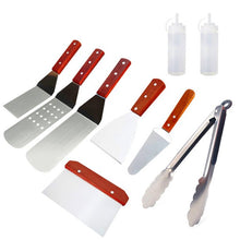 Load image into Gallery viewer, Movsou Griddle Accessories Set Flat Top Grill Tools Set Spatula Kit Stainless Steel for Blackstone and Camp Chef Cooking Outdoor BBQ Camping 9 Pcs
