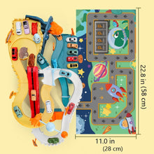 Load image into Gallery viewer, Dinosaur Space Track Toys Race Car Track Set 4 Cars with Light Sound Educational Christmas Birthday Gift for kids Age 3+
