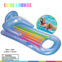 Load image into Gallery viewer, Silensys 2-Piece Float Set Lounger Inflatable Pool Floats, Translucent Adult Inflatable Reclining Chair, Pedal and Cup Holder, White and Blue
