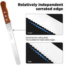 Load image into Gallery viewer, Swtroom 10 inch Bread Knife Serrated Knife Sharp Wavy Edge Bread Cutter Stainless Steel for Slicing Homemade Bread Bagels Cake
