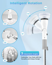 Load image into Gallery viewer, Electric Spin Scrubber, Cordless Power Brush Floor Scrubber with Adjustable Extension Arm and 4 Replaceable Bathroom Cleaning Brush Heads, Ideal for Tub, Tile, and Floor Cleaning , White
