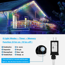 Load image into Gallery viewer, Christmas Icicle Lights String Lights 33ft 400 LED 8 Modes Waterproof Timer for Holiday Party Wedding, Multicolor
