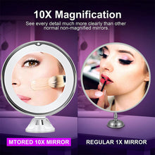 Load image into Gallery viewer, Meidong 10x Magnifying Lighted Makeup Mirror with 360° Rotation, Touch Sensor Control, Natural Daylight LED Light, Powerful Locking Suction Cup, Cosmetic Mirror for Home, Bathroom, Vanity and Travel

