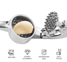 Load image into Gallery viewer, Garlic Press 2 in 1 Professional Zinc Alloy Garlic Mincer Ginger Squeezer Heavy Duty Garlic Crush Chopper - Durable and Easy to Clean
