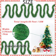 Load image into Gallery viewer, 50FT Christmas Garland for Christmas Decoration, Non-Lit Soft Green Unlit Artificial Greenery Garland for Outdoor Or Indoor Decor, Artificial Christmas Twist Garland for Wedding Party Decoration
