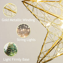 Load image into Gallery viewer, Christmas Star Tree Topper, Lighted Christmas Tree Topper, Hollow Gold Lighted Tree Star, LED Light up Xmas Tree Topper with 30 LE
