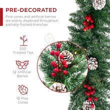 Load image into Gallery viewer, 9ft Pre-Lit Christmas Garland with 50 Waterproof LED Light and Pine Cones and Berries, 220 Branches Battery Operated Christmas Garland Decoration for Xmas Holiday Party
