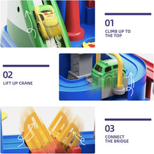 Load image into Gallery viewer, Kids Race Track Car Adventure Toy for Toddlers, Car Rescue Adventure Toys with 4 Mini Car 6 Buttons for 3-7 Years Old Boys Girls, Manually Operated Car Playset Education Toys for Kids Age 3+, Blue
