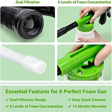 Load image into Gallery viewer, Swtroom Car Wash Foam Gun, Car Wash Soap Spray with 3/8 "Brass Connector, Double Filtration, Grade 6 Foam Concentration (Green)
