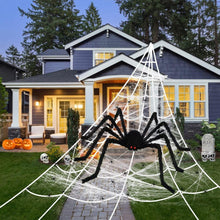 Load image into Gallery viewer, Funsmile Halloween Spider Decorations Set 5ft Giant Spider 16.4ft Spider Webs 20 Small Spiders Cotton Wool Yard Home Party Haunted Decor
