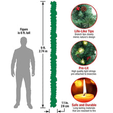 Load image into Gallery viewer, Mighty Rock 9FT Christmas Garland with 50 Waterproof LED Lights, Timer 8 Modes 20 Snowy Pinecones 98 Red Berries Battery Operated Pre-Lit Xmas Garland Christmas Decor for Christmas
