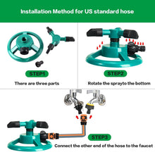 Load image into Gallery viewer, 360° Lawn Sprinkler for Yard, Adjustable Rotating Water Sprinkler, Garden Irrigation System, Large Area Coverage
