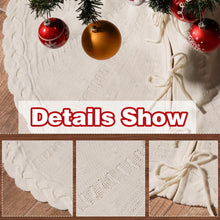 Load image into Gallery viewer, White Knitted Christmas Tree Skirt, 48 In White Cable Knit Christmas Tree Mat Rustic Farmhouse Home Decorations Xmas Holiday Party Decor
