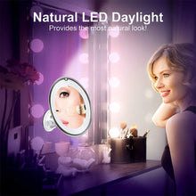 Load image into Gallery viewer, Meidong 10x Magnifying Lighted Makeup Mirror with 360° Rotation, Touch Sensor Control, Natural Daylight LED Light, Powerful Locking Suction Cup, Cosmetic Mirror for Home, Bathroom, Vanity and Travel

