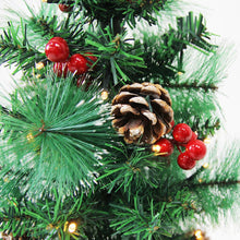 Load image into Gallery viewer, 24in Artificial Christmas Trees Set of 2 Pre-Lit Mini Christmas Trees with 30 LED Lights, Pine, Berries for Indoor Outdoor Decor
