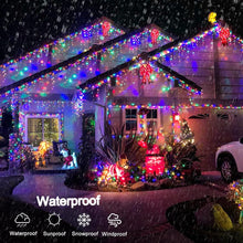 Load image into Gallery viewer, Christmas Icicle Lights String Lights 33ft 400 LED 8 Modes Waterproof Timer for Holiday Party Wedding, Multicolor
