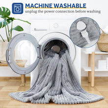 Load image into Gallery viewer, Heated Blanket Electric Throw, 50"x60" Heating Blanket Throw, 6 Heat Levels &amp; 1-8 Hours Auto-off over-Heat Protection, Ribbed Flannel to Sherpa, Machine Washable, Dark Gray
