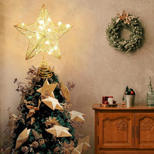 Load image into Gallery viewer, Christmas Star Tree Topper, Lighted Christmas Tree Topper, Hollow Gold Lighted Tree Star, LED Light up Xmas Tree Topper with 30 LE
