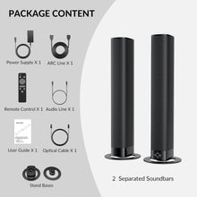 Load image into Gallery viewer, COWIN Sound Bar for TV, 2-in-1 Detachable Soundbar with Auto Volume Boost, TV Speakers with 3 EQ Modes, Bluetooth 5.3/ARC/Opt/AUX Connection for PC/Gaming/Projectors
