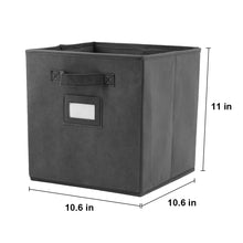 Load image into Gallery viewer, Kibhous 6 Pcs Foldable Storage Box, 10 * 10 * 11 Inch Fabric Storage Bins, Fabric Closet Organizers with Label Pocket, Cube Storage Bin Suitable for Family Bedroom Office, Gray
