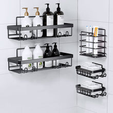 Load image into Gallery viewer, 5-Pack Shower Caddy, Adhesive Shower Organizer for Bathroom Storage &amp; Kitchen, No Drilling, Rustproof Stainless Steel Bathroom Organizer, Shower Shelves for Inside Shower, Black
