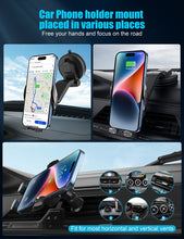 Load image into Gallery viewer, Wireless Car Charger, 15W Fast Charging Auto Clamping Car Charger Phone Mount, Windshield Dashboard Air Vent Car Phone Holder, Fit for iPhone, Samsung, Etc
