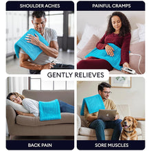 Load image into Gallery viewer, 12&quot;x24&quot; Double Sided Heating Pad for Lower Back Pain &amp; Period Cramps Relief, Heat Pad with 3 Heat Settings for Neck &amp; Shoulders, Heat Patches, Light blue
