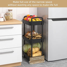 Load image into Gallery viewer, Maraawa 3-Tier Rolling Storage Cart Shelves Rolling Utility Cart Organizer Cart Movable Storage Organizer Bathroom Kitchen Office Workshop Black
