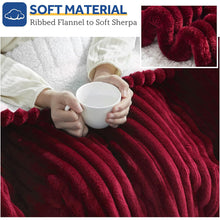 Load image into Gallery viewer, Heated Blanket Electric Throw, 50"x60" Heating Blanket Throw, 6 Heat Levels &amp; 1-8 Hours Auto-off over-Heat Protection, Ribbed Flannel to Sherpa, Machine Washable, Red

