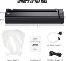 Load image into Gallery viewer, Vacuum Sealer Machine, Cordless Rechargeable Food Vacuum Sealer for Dry/Moist Food Storage and Sous Vide, With Strong Vacuum and Complete Seal, With Bag Cutter and 10 Vacuum Bags
