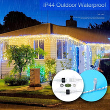 Load image into Gallery viewer, Christmas Lights Outdoor Decorations 400 LED 33ft 8 Modes Curtain Fairy String Light with 75 Drops, Clear Wire LED String Light Indoor Decor for Wedding Party Christmas Decorations Warm White

