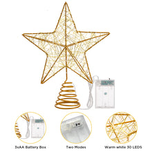 Load image into Gallery viewer, Christmas Star Tree Topper, Lighted Christmas Tree Topper, Hollow Gold Lighted Tree Star, LED Light up Xmas Tree Topper with 30 LE
