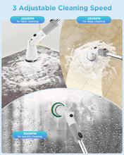 Load image into Gallery viewer, Electric Spin Scrubber, Cordless Power Brush Floor Scrubber with Adjustable Extension Arm and 4 Replaceable Bathroom Cleaning Brush Heads, Ideal for Tub, Tile, and Floor Cleaning , White
