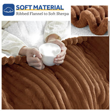 Load image into Gallery viewer, Heated Blanket Electric Throw, 50"x60" Heating Blanket Throw, 6 Heat Levels &amp; 1-8 Hours Auto-off over-Heat Protection, Ribbed Flannel to Sherpa, Machine Washable, Brown
