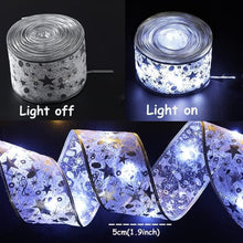 Load image into Gallery viewer, Christmas Ribbon Lights 2Pack 16FT 100 LED Lights Christmas Tree Decorations String Lights Ribbon Bows Lights for Party Weddings Holiday ,Christmas Gift Christmas Tree Decorations (Sliver Cold Light ）
