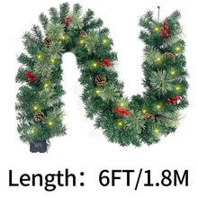 Load image into Gallery viewer, Pre-assembled Christmas wreath with lights for indoor and outdoor Christmas party home fireplace front decoration
