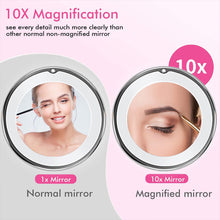 Load image into Gallery viewer, Meidong 10x Magnifying Lighted Makeup Mirror with 360° Rotation, Touch Sensor Control, Natural Daylight LED Light, Powerful Locking Suction Cup, Cosmetic Mirror for Home, Bathroom, Vanity and Travel

