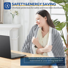 Load image into Gallery viewer, Heated Blanket Electric Throw, 50"x60" Heating Blanket Throw, 6 Heat Levels &amp; 1-8 Hours Auto-off over-Heat Protection, Ribbed Flannel to Sherpa, Machine Washable, Dark Gray
