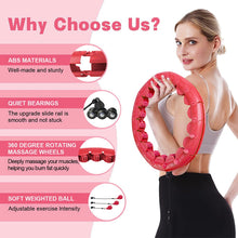 Load image into Gallery viewer, Smart Weighted Fit Hoop Plus Size for Adults Weight Loss, Hula Circle-2 in 1 Infinity Fitness Hoop, 24 Links Detachable &amp; Size Adjustable, with Ball Auto Rotate 360 Degree for Women
