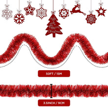 Load image into Gallery viewer, Uncahome 2 Pcs 50 Feet Red Christmas Tinsel Garlands, Red Metallic Twist Garland Hanging Garland Ornaments, for Christmas Tree Party Supplies, Indoor and Outdoor Decoration
