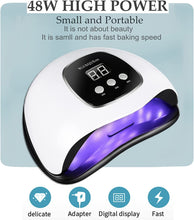 Load image into Gallery viewer, UV Light for Nails, 48W LED Nail Light for Gel Polish, Fast Nail Dryer with Automatic Sensor, 24 Beads Fast Curing Portable Nail Dryer, Timer Setting, Fingernail and Toenail, White
